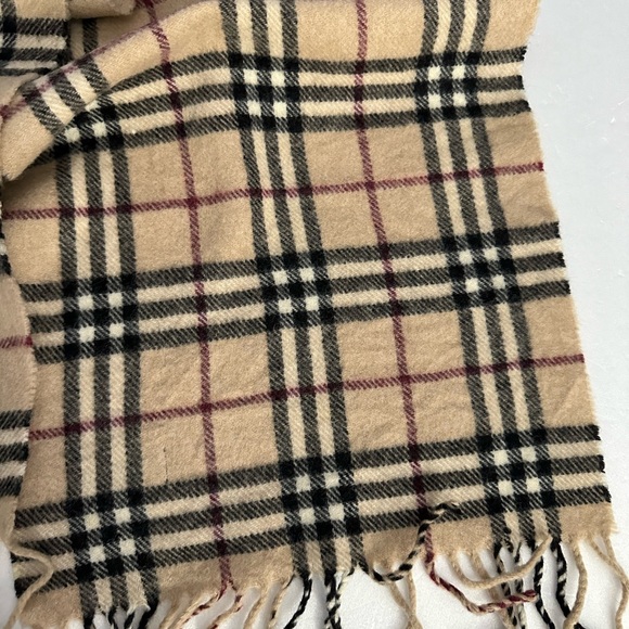 BURBERRY / BURBERRY’S London 100% Cashmere fringe scarf classic check brown VTG - Picture 7 of 10